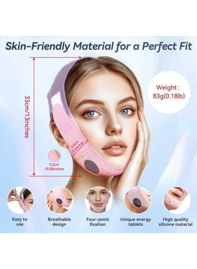 V-Line Sculpting Face Mask – Silicone Chin Strap for Jawline Tightening & Double Chin Reduction (23-27 Inches) (Sakura Pink) - Image 2